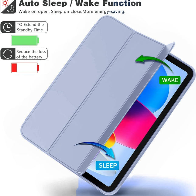 Smart Case for iPad (A16) 11th/10th Generation (2025/2022) [Auto Sleep/Wake Cover] [Left Side Pencil Holder] [Soft Flexible Case] TG Series - Purple