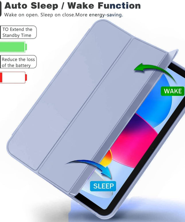 Smart Case for iPad (A16) 11th/10th Generation (2025/2022) [Auto Sleep/Wake Cover] [Left Side Pencil Holder] [Soft Flexible Case] HC Series - Purple