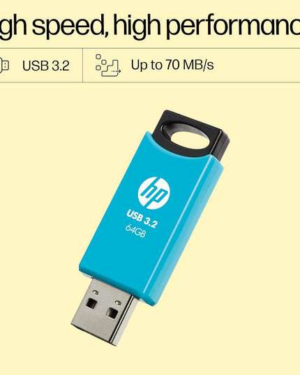 HP 712w 64GB USB 3.2 Flash Drive- Blue