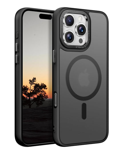 TG Shockproof Clear Hybrid Armor Compatible with MagSafe Accessories for iPhone 16 Pro Max Case, iPhone 16 Pro Max (6.9 inch) Back Cover (PC & TPU, Black Bumper)