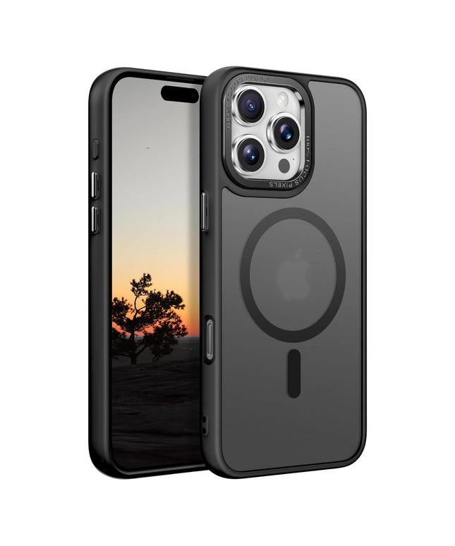 TG Shockproof Clear Hybrid Armor Compatible with MagSafe Accessories for iPhone 16 Pro Max Case, iPhone 16 Pro Max (6.9 inch) Back Cover (PC & TPU, Black Bumper)