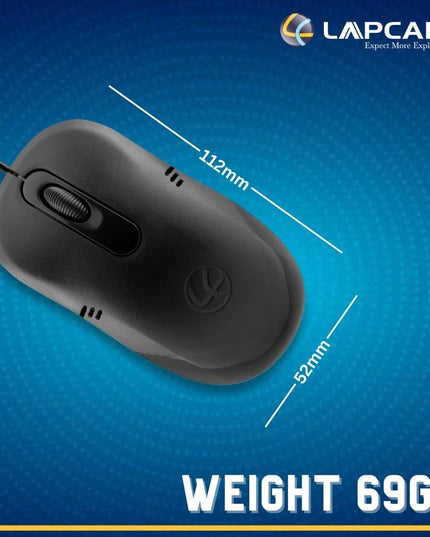 LAPCARE Optical USB Mouse L-60 Plus (Ind) 1000Dpi,3- Button, Scrolling Wheel, Plug and Play (Black)