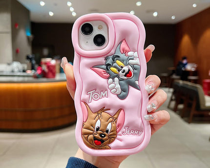 Tom & Jerry Creative Cartoon Trolls Case for iPhone , Shockproof Protective Silicone Cover, Higher Edge Design