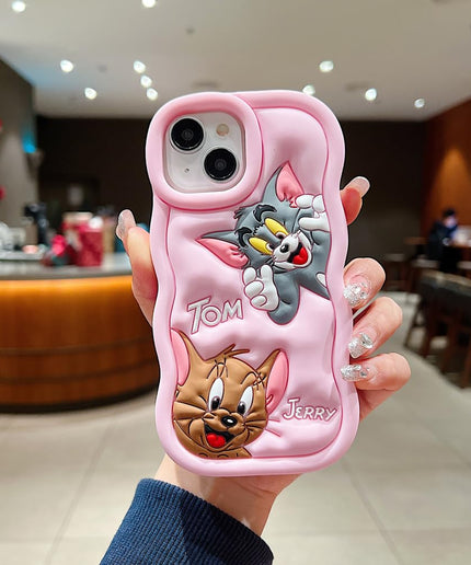 Tom & Jerry Creative Cartoon Trolls Case for iPhone , Shockproof Protective Silicone Cover, Higher Edge Design