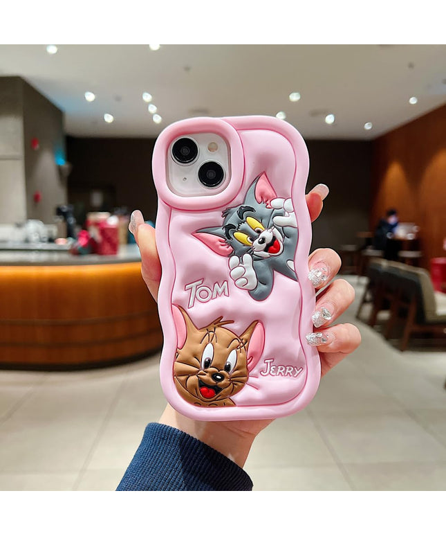 Tom & Jerry Creative Cartoon Trolls Case for iPhone , Shockproof Protective Silicone Cover, Higher Edge Design
