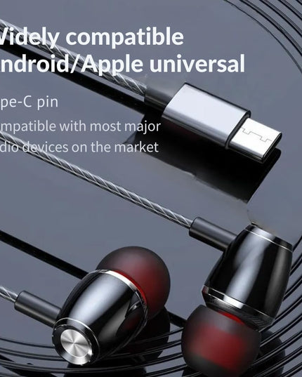 ModishOmbre UNI C Earphones | Deep Bass, USB-C Wired Earbuds | Premium Comfort Fit, in-Line Microphone for Clear Calls | Universal Compatibility
