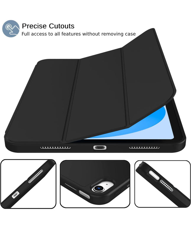 iPad (A16) 11th/10th Generation (2025/2022) [Auto Sleep/Wake Cover] [Left Side Pencil Holder] [Soft Flexible Case] Recoil Series - Black