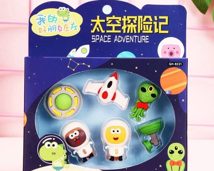 LIGHTER HOUSE� Cutest Newest Different Shapes Space Adventure Erasers Pack� B�Day Return Gift Party Idea for Kids Birthd