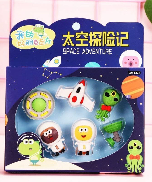 LIGHTER HOUSE� Cutest Newest Different Shapes Space Adventure Erasers Pack� B�Day Return Gift Party Idea for Kids Birthd