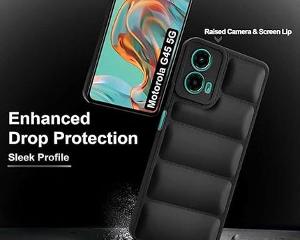 Back Cover for Motorola G45 5G | Matte Soft Case | Liquid Silicon Puff Case for Motorola G45 5G with Camera Protection | (Black)