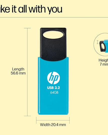 HP 712w 64GB USB 3.2 Flash Drive- Blue