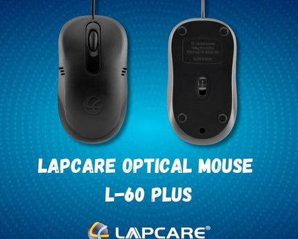 LAPCARE Optical USB Mouse L-60 Plus (Ind) 1000Dpi,3- Button, Scrolling Wheel, Plug and Play (Black)