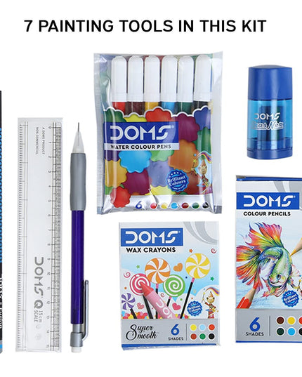 Doms Plastic Wow Craft Kit | Perfect Value Pack | Kit for Creative Minds | Gifting Range for Kids | Combination of 7 Stationery Items, Multicolor