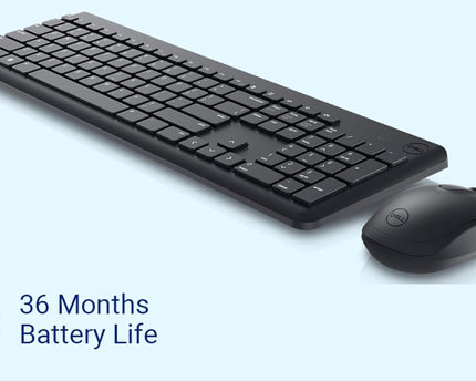 Dell KM3322W Wireless USB Keyboard and Mouse Combo, Anti-Fade & Spill-Resistant Keys, up to 36 Month Battery Life, 3Y Advance Exchange Warranty - Black