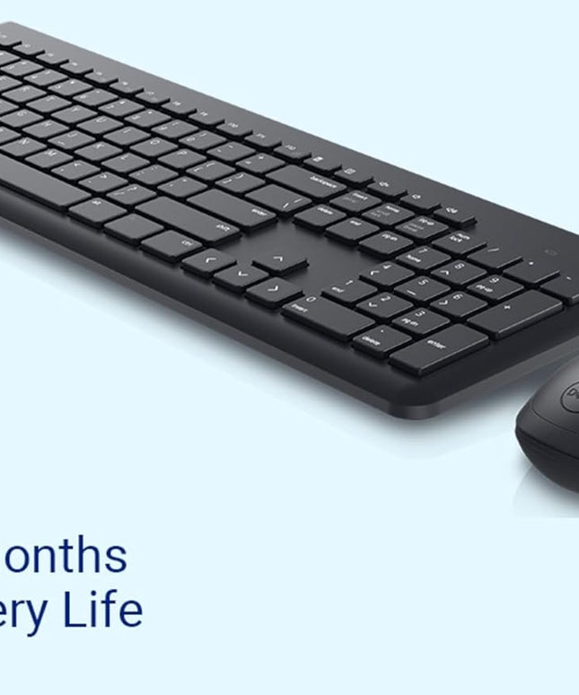 Dell KM3322W Wireless USB Keyboard and Mouse Combo, Anti-Fade & Spill-Resistant Keys, up to 36 Month Battery Life, 3Y Advance Exchange Warranty - Black