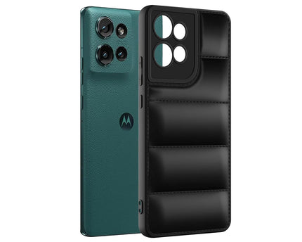 TEKO Puffer Case Camera Protection Soft Back Cover for Motorola Moto Edge 50 - Black