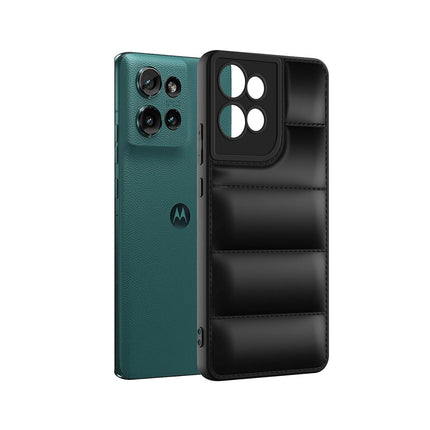 TEKO Puffer Case Camera Protection Soft Back Cover for Motorola Moto Edge 50 - Black
