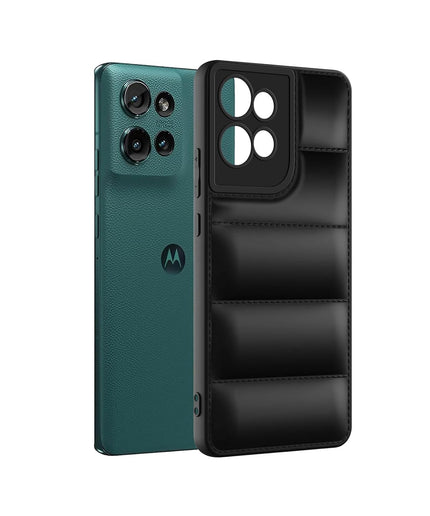 Humpy Puffer Case Camera Protection Soft Back Cover for Motorola Moto Edge 50 - Black