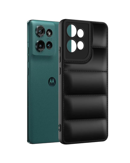Humpy Puffer Case Camera Protection Soft Back Cover for Motorola Moto Edge 50 - Black