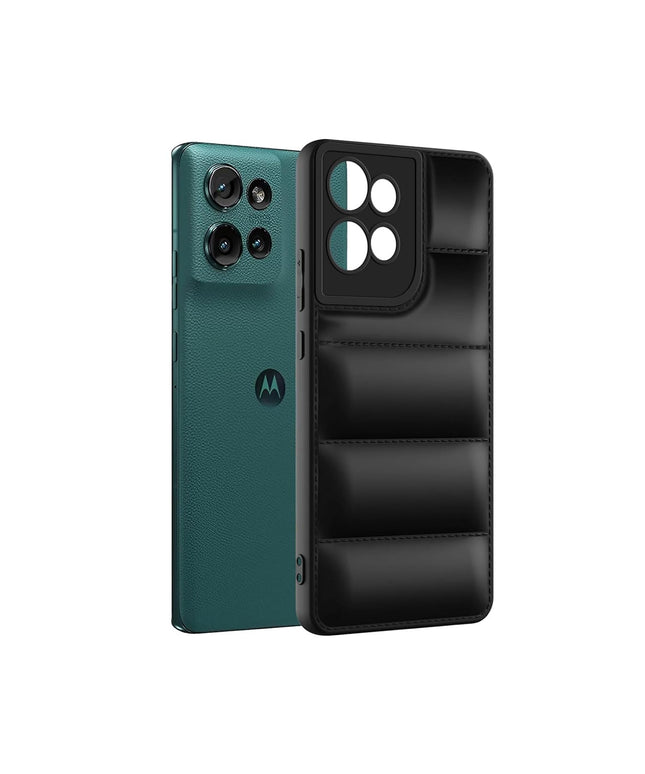 Humpy Puffer Case Camera Protection Soft Back Cover for Motorola Moto Edge 50 - Black