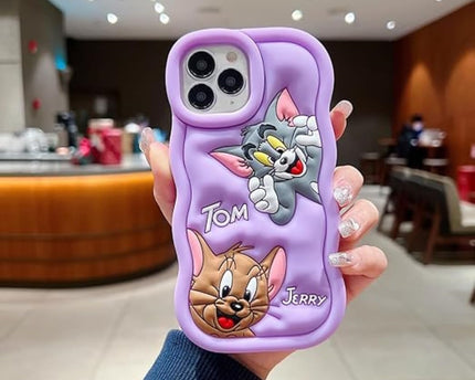 Tom & Jerry Creative Cartoon Trolls Case for iPhone , Shockproof Protective Silicone Cover, Higher Edge Design