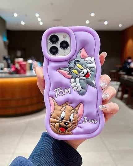Tom & Jerry Creative Cartoon Trolls Case for iPhone , Shockproof Protective Silicone Cover, Higher Edge Design