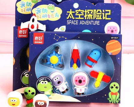 LIGHTER HOUSE� Cutest Newest Different Shapes Space Adventure Erasers Pack� B�Day Return Gift Party Idea for Kids Birthd