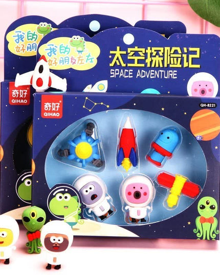 LIGHTER HOUSE� Cutest Newest Different Shapes Space Adventure Erasers Pack� B�Day Return Gift Party Idea for Kids Birthd
