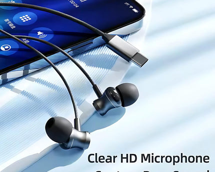 ModishOmbre UNI C Earphones | Deep Bass, USB-C Wired Earbuds | Premium Comfort Fit, in-Line Microphone for Clear Calls | Universal Compatibility