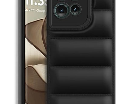 TEKO Puffer Case Camera Protection Soft Back Cover for Motorola Moto Edge 50 - Black