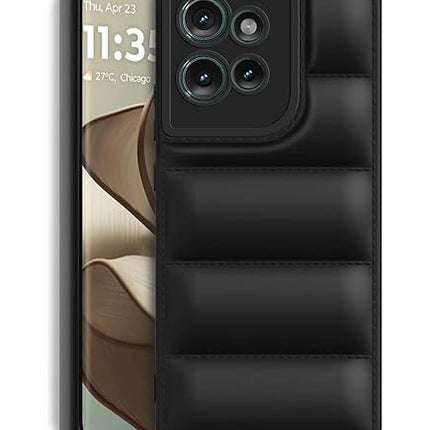TEKO Puffer Case Camera Protection Soft Back Cover for Motorola Moto Edge 50 - Black