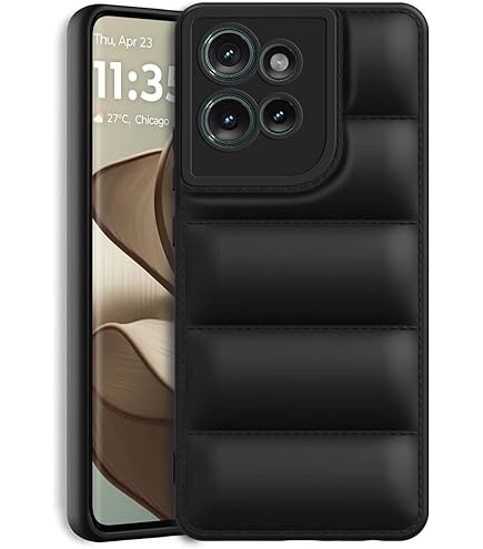 TEKO Puffer Case Camera Protection Soft Back Cover for Motorola Moto Edge 50 - Black