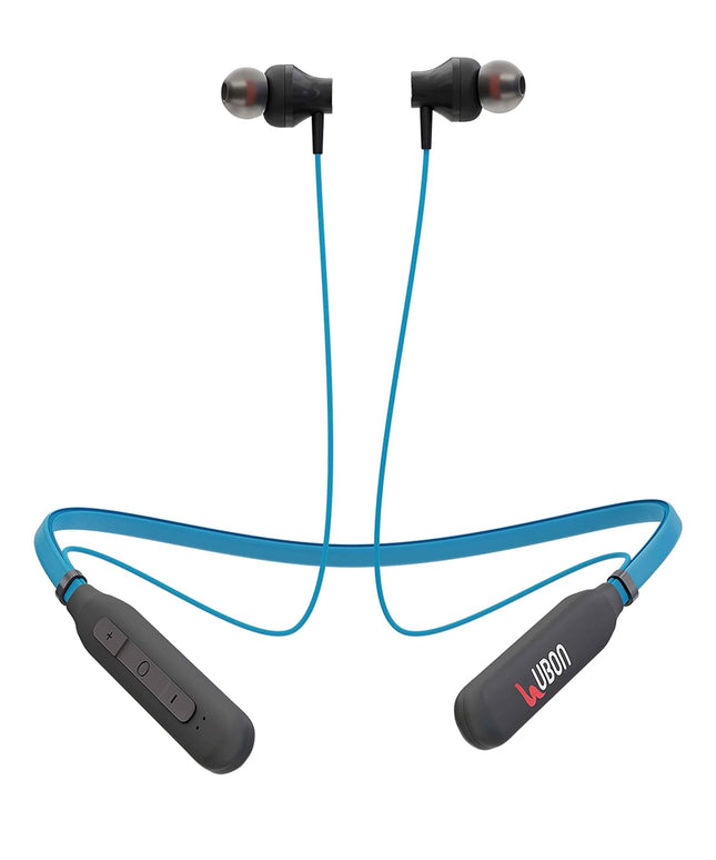 UBON BT-5250 Bluetooth Earphone with Mic, Bass Factory 2.0, in-Ear Wireless Neckband with Upto 16 Hours Playtime, Magnetic Earbuds, Fast Charging, v5.0 Bluetooth Headset (Blue)