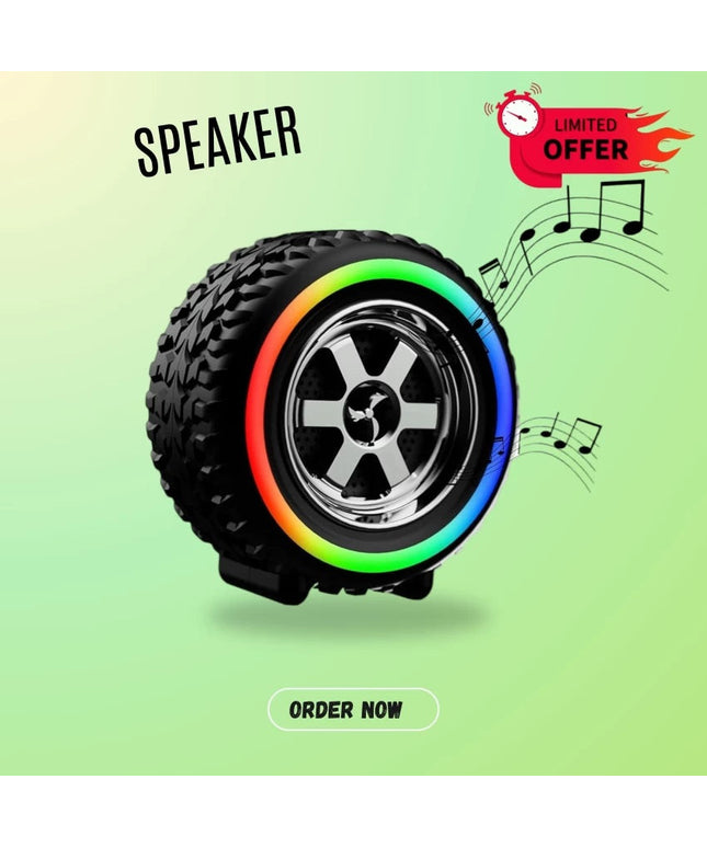 Rock Music RM-BT-670FM Tyre Bluetooth Speaker Powerful Sound,Indoor &Outdoor with RGB Ligh 12 W Bluetooth Party Speaker
