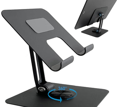 TG 360 Degree Rotating Adjustable Metal Tablet Stand, Foldable Desk Mount Holder for Upto 12 Inch iPads & Tabs