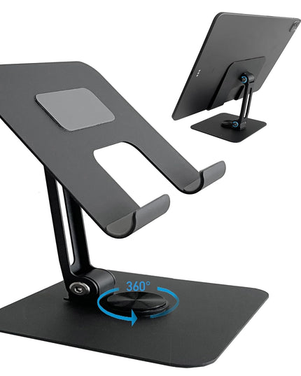 HC 360 Degree Rotating Adjustable Metal Tablet Stand, Foldable Desk Mount Holder for Upto 12 Inch iPads & Tabs