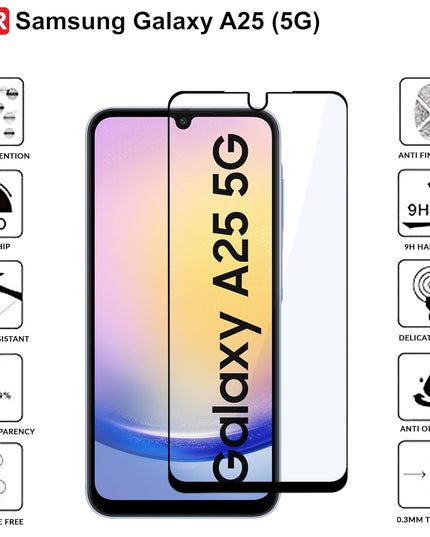 HC Tempered Glass for Samsung Galaxy A25 (5G) | Screen Protector Full HD Quality Tempered Glass Anti-Scratch Edge to Edge Coverage with Easy Installation Kit (Black)