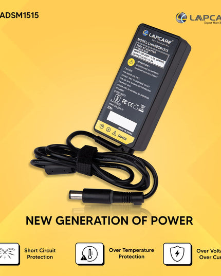 Enter BIS Certified 65W, 18.5V/3.5A, 3 Pin High-Efficiency AC Laptop Charger/Adapter for HP Laptops (Without Power Cord)