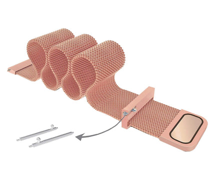 Watch Strap Magnetic Loop 22mm Compatible with Boat /Fire boult / Noise Watch Smartwatch Luxury Metal Chain Band Rose Gold Pink
