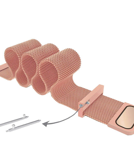 Watch Strap Magnetic Loop 22mm Compatible with Boat /Fire boult / Noise Watch Smartwatch Luxury Metal Chain Band Rose Gold Pink