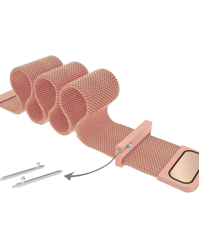 Watch Strap Magnetic Loop 22mm Compatible with Boat /Fire boult / Noise Watch Smartwatch Luxury Metal Chain Band Rose Gold Pink