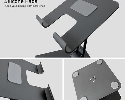 TG 360 Degree Rotating Adjustable Metal Tablet Stand, Foldable Desk Mount Holder for Upto 12 Inch iPads & Tabs