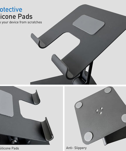 HC 360 Degree Rotating Adjustable Metal Tablet Stand, Foldable Desk Mount Holder for Upto 12 Inch iPads & Tabs