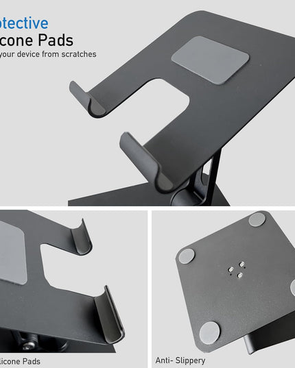 HC 360 Degree Rotating Adjustable Metal Tablet Stand, Foldable Desk Mount Holder for Upto 12 Inch iPads & Tabs