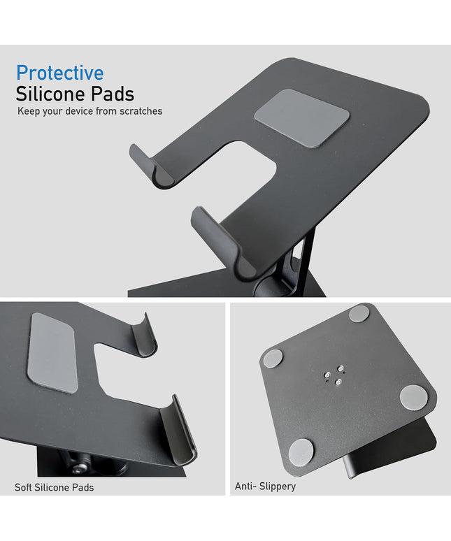 HC 360 Degree Rotating Adjustable Metal Tablet Stand, Foldable Desk Mount Holder for Upto 12 Inch iPads & Tabs