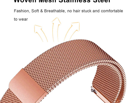 Watch Strap Magnetic Loop 22mm Compatible with Boat /Fire boult / Noise Watch Smartwatch Luxury Metal Chain Band Rose Gold Pink