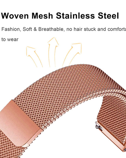 Watch Strap Magnetic Loop 22mm Compatible with Boat /Fire boult / Noise Watch Smartwatch Luxury Metal Chain Band Rose Gold Pink