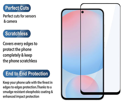 TEKOGEAR Tempered Glass for Samsung Galaxy S24 FE / M56 / F56 (5G) | Screen Protector Full HD Quality Tempered Glass Anti-Scratch Edge to Edge Coverage with Easy Installation Kit (Black)
