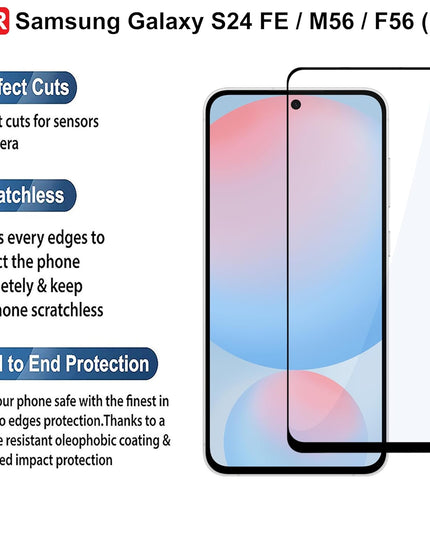 HC Tempered Glass for Samsung Galaxy S24 FE / M56 / F56 (5G) | Screen Protector Full HD Quality Tempered Glass Anti-Scratch Edge to Edge Coverage with Easy Installation Kit (Black)