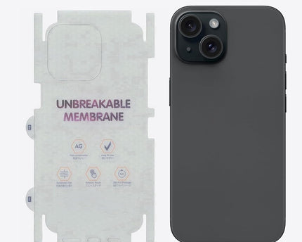 TekoGear Back Screen Protector for iPhone 15 Unbreakable Membrane Scratch Guard Transparent TPU Full Fit Protective, Case Friendly, Compatible with iPhone 15 (Back & Side)